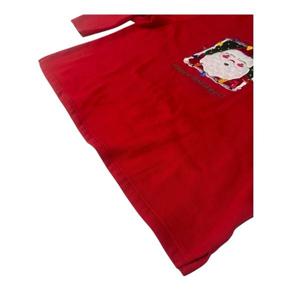 Vintage Nutcracker Red 1X Embroidered Santa Happy Holiday! Christmas Sweatshirt - Picture 11 of 12